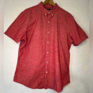 Polo Ralph Lauren Men's Slim-Fit Red Chambray Button Up Preppy Y2K Shirt Size XL